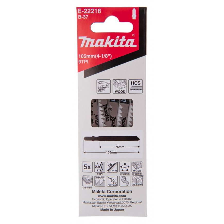 Makita E-22218 tikksae, jõhvsae ja mõõksae tera Tsüaneeritud teras (HCS) 5 tk