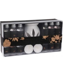 Home Styling Collection Keraminis aromaterapinis degiklis su 15 kvapų ir 2 arbatinėmis žvakėmis