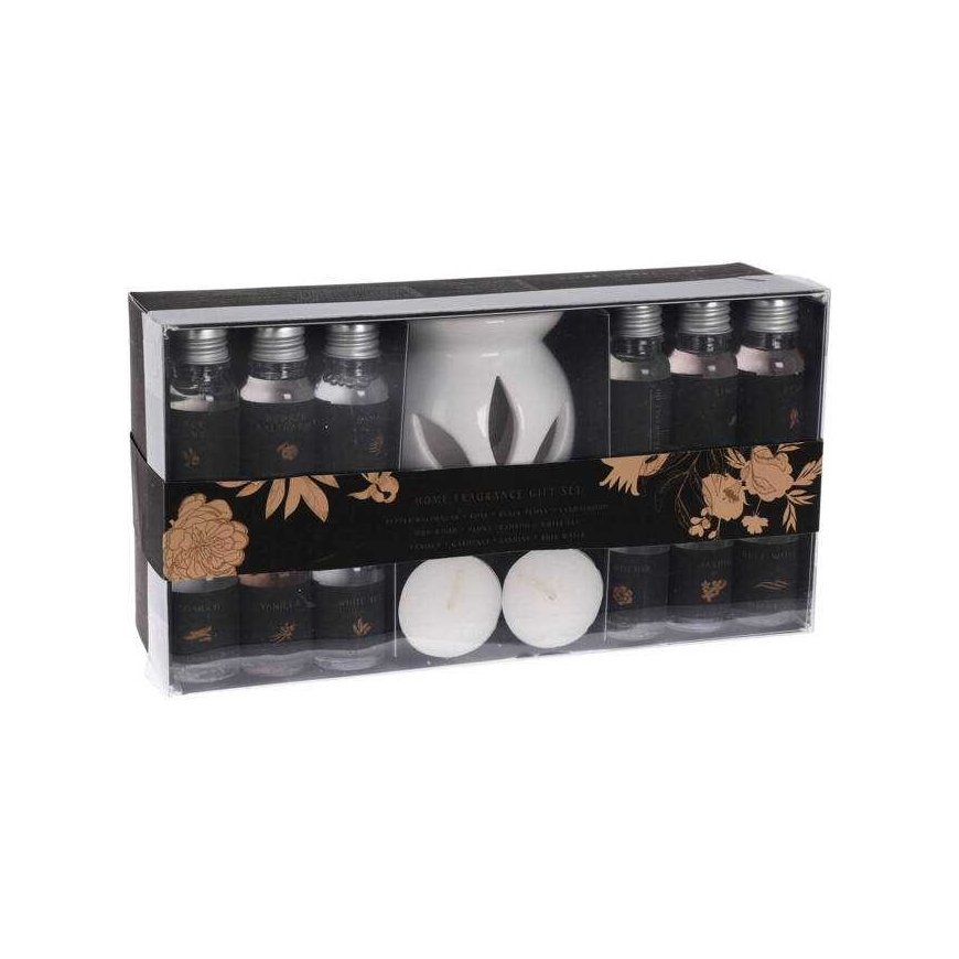 Home Styling Collection Ceramic Aromatherapy Burner with 15 Scents and 2 Tealights