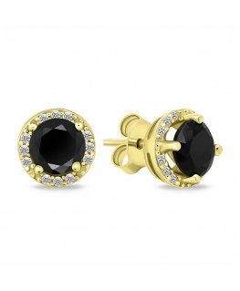 Brilio Silver Brilio Silver Gold Plated Sparkling Earrings with Zirconia EA601YBC