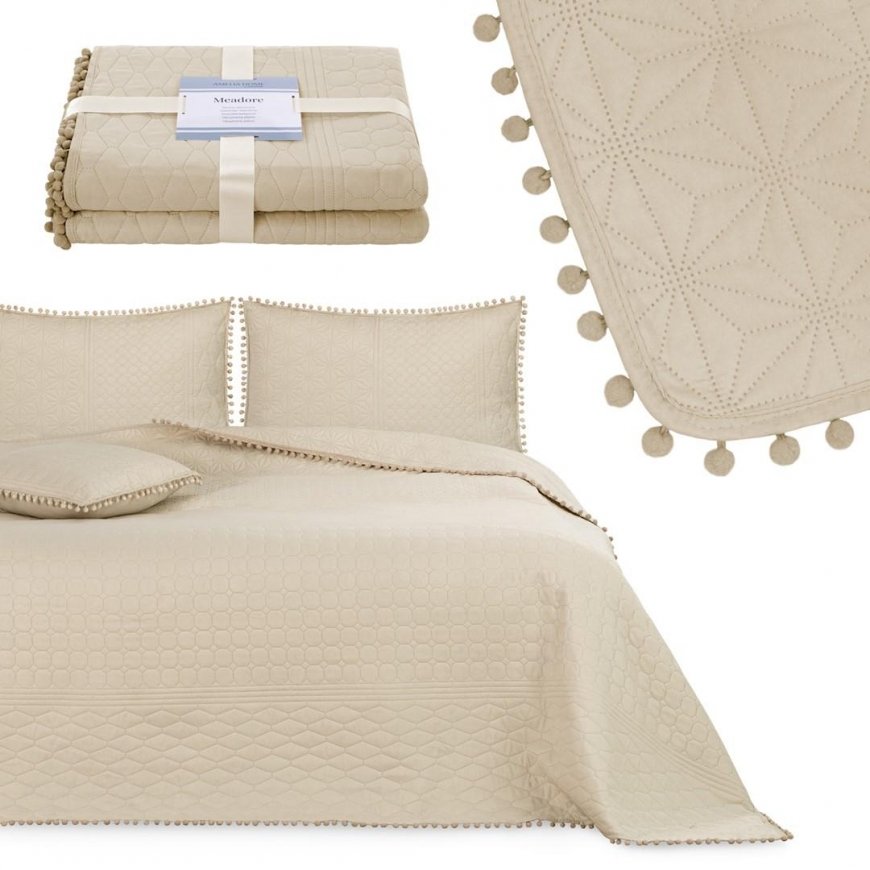 AmeliaHome Bedspread beige textile microfiber 220x240 cm – 3