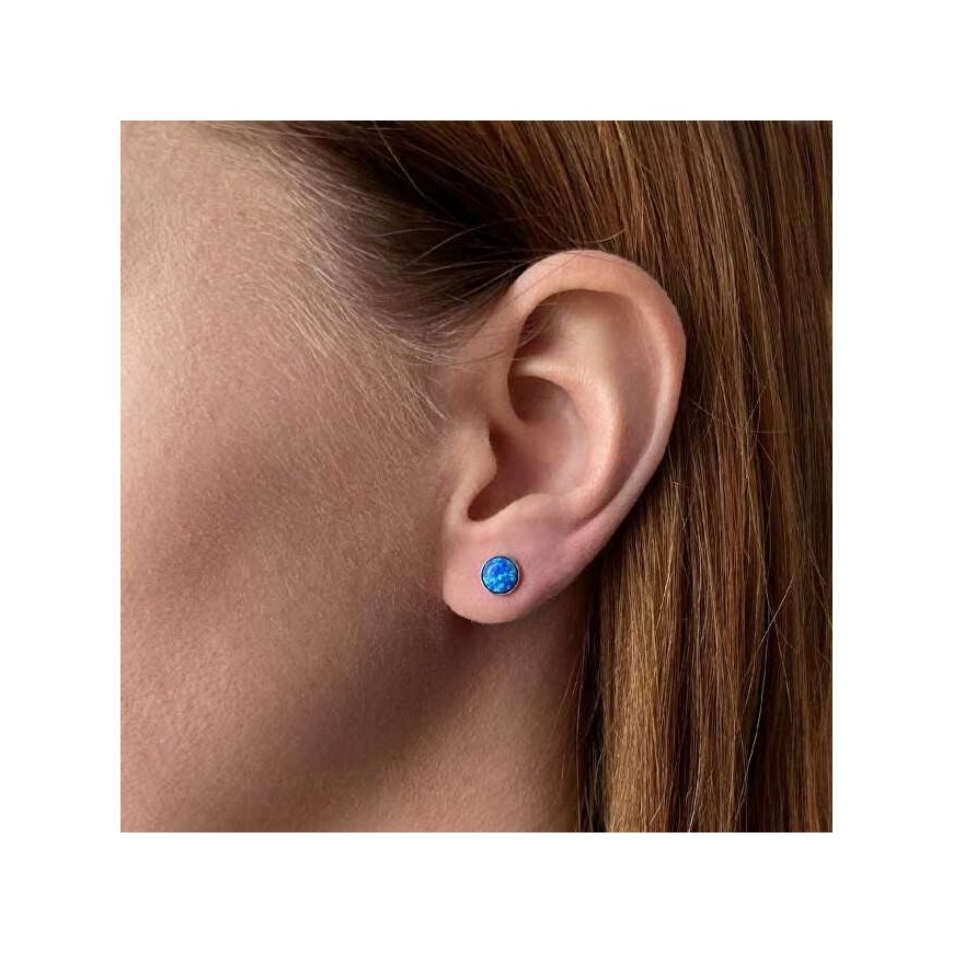 Evolution Group Silver earrings with blue synthetic opal 11001.3 blue