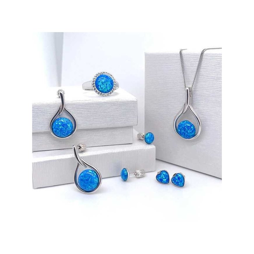 Evolution Group Silver earrings with blue synthetic opal 11001.3 blue – 2
