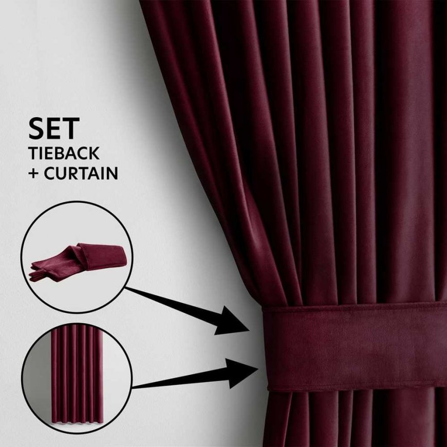 AmeliaHome Užuolaida AKSOMAS spalva raudona stilius klasikinis tvirtinimo tipas medžiaga – tekstilė Aksomas (velvetas) 140x270 – 3