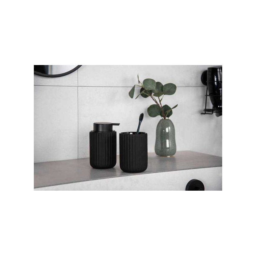 Liquid soap dispenser BELLUNO, ceramic, black, 300 ml, Wenko – 3