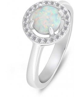 Brilio Silver Delicate silver ring with opal and zircons RI108W
