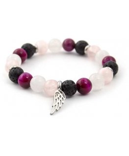 Agato Bead bracelet made of jadeite, tiger eye and lava stone MINK21 / 17