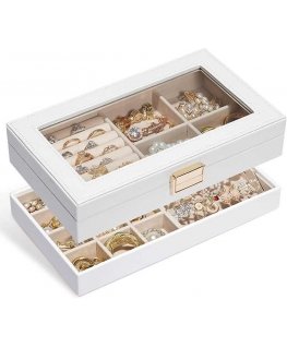 Troli Two-Tier White Jewelry Organizer