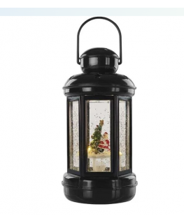 Emos LED decoration - Christmas lantern with Santa, 20 cm, 3x AAA, indoor, warm white, timer