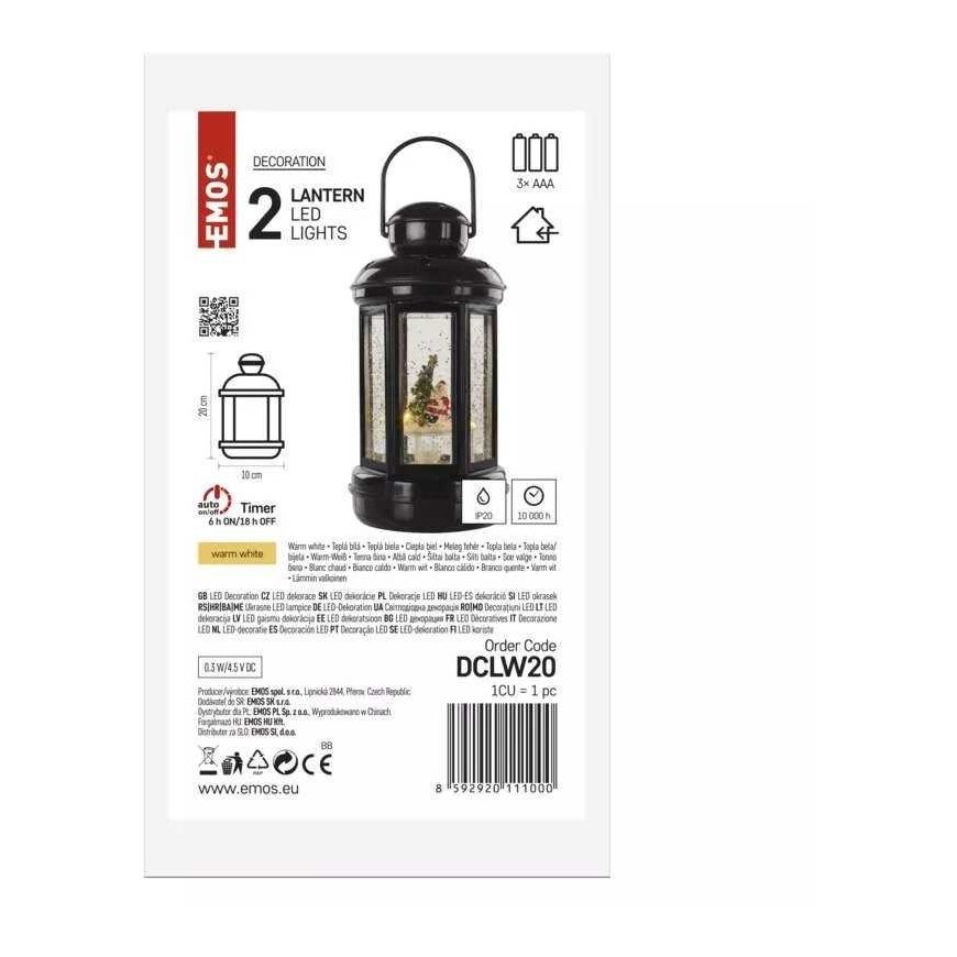 Emos LED decoration - Christmas lantern with Santa, 20 cm, 3x AAA, indoor, warm white, timer – 2