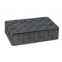WENKO Storage Basket Adria Small with Lid Dark Grey Bathroom Organizer