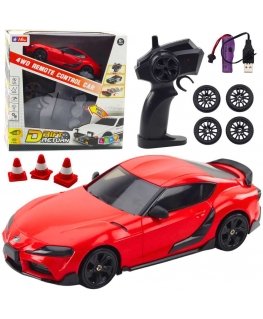 Lean Toys Drift Sports Auto Vaihdettavat pyörät Kaukosäädin RC 4WD Punainen