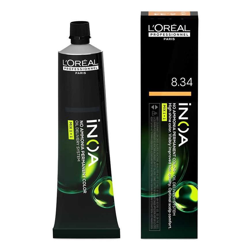 Professional hair dye "L'oreal Professionnel Inoa No Ammonia Permanent Dye 8.34 60g – 2