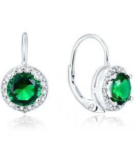 Beneto Silver earrings with green crystals AGUC1157