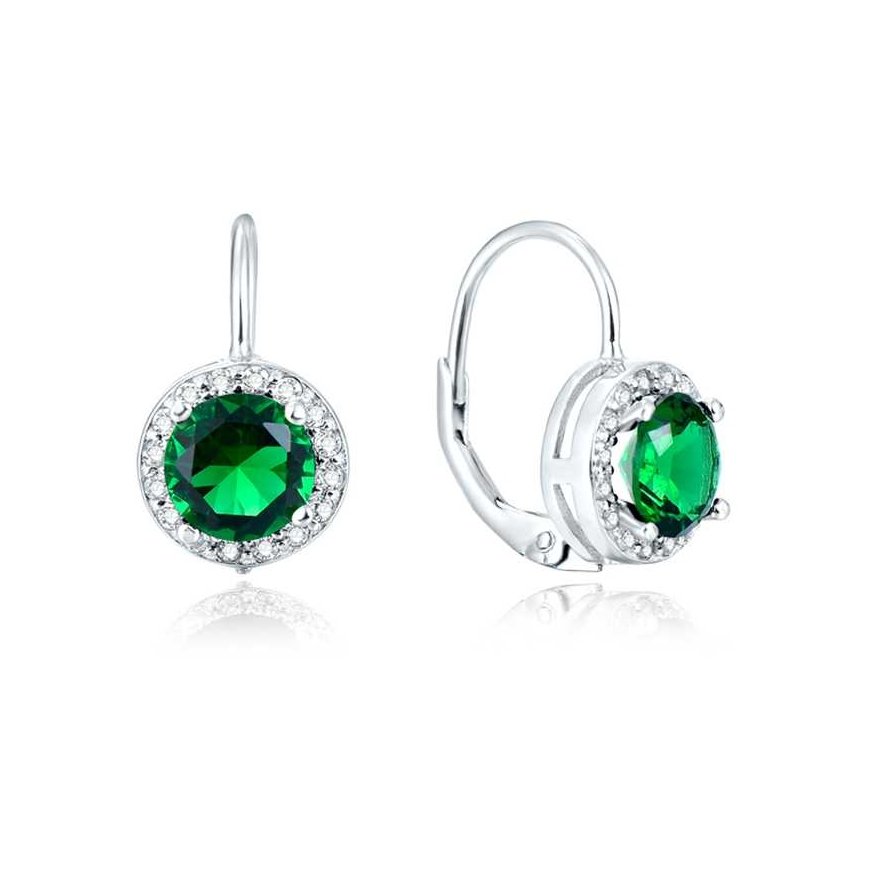 Beneto Silver earrings with green crystals AGUC1157