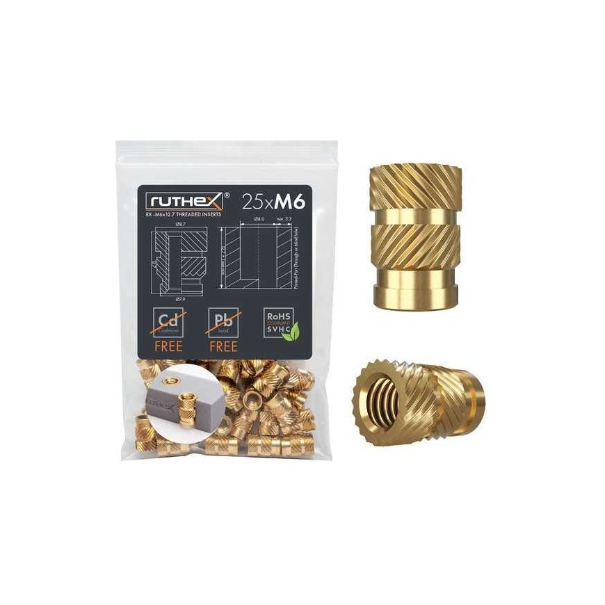 Ruthex M6 threaded insert – Rx-M6x12