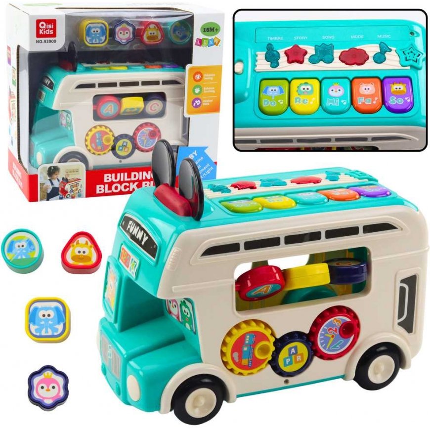Lean Toys Interactive Educational Bus Sorter Lights Sounds Turquoise