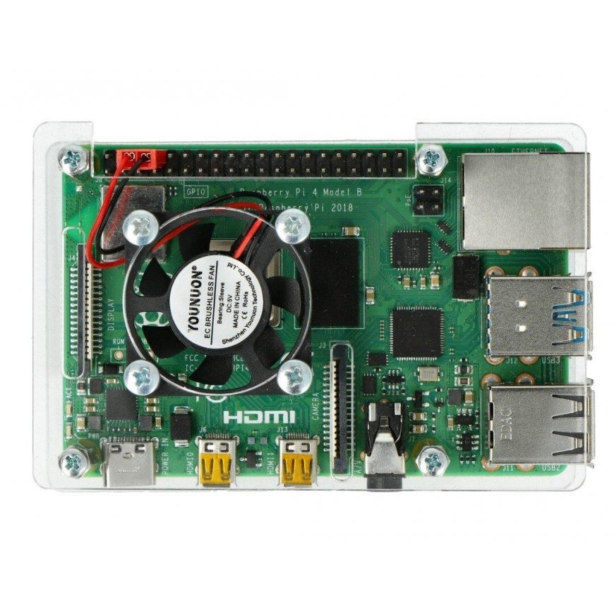 Gravlaser Raspberry Pi 4B/3B+/3B/2B case, openable, with fan - transparent – 4