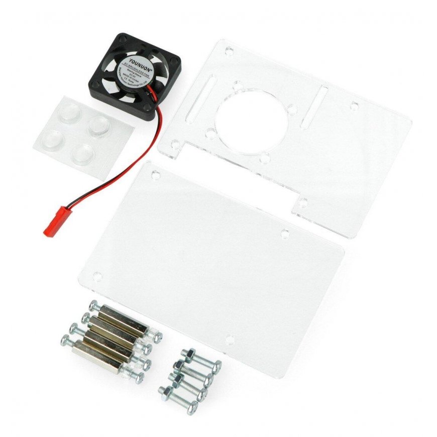 Gravlaser Raspberry Pi 4B/3B+/3B/2B dėklas, atidaromas, su ventiliatoriumi - skaidrus – 5