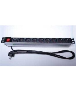 Maitinimo kabelis PremiumCord PremiumCord Panel maitinimo šaltinis nuo 1U iki 19" stovo, 8x230V, apsauga nuo viršįtampių, 2m lai
