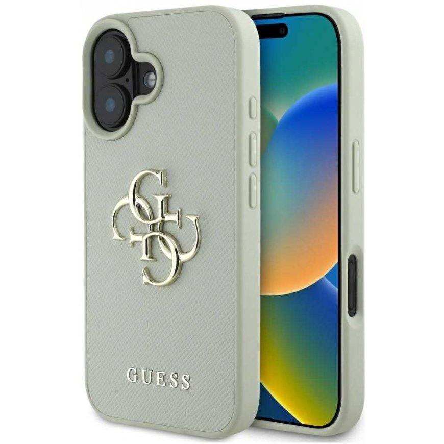 Guess Graained Big 4G Logo Pieni Classic Logo Apple iPhone 16 kotelo vihreä