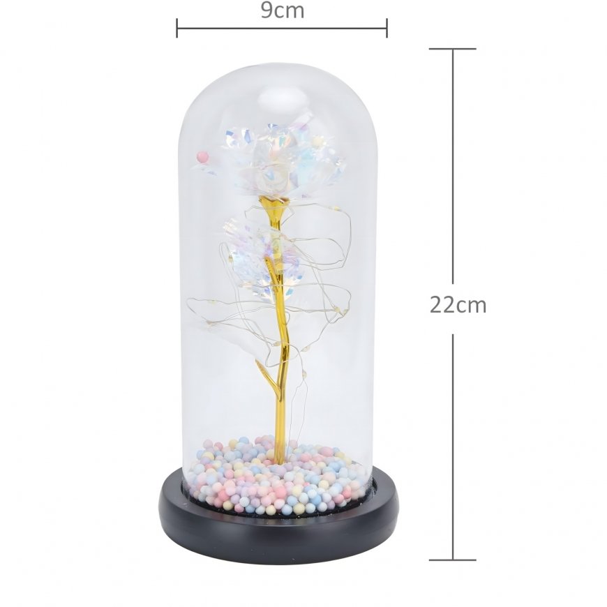 EXTRALINK HOME WIECZNA RÓŻA W SZKLE ŚWIECĄCA LED BIAŁA W-1496