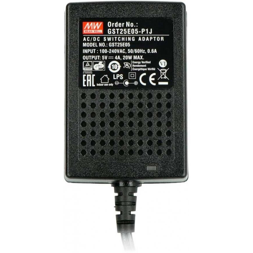 Mean Well GST25E05-P1J power supply 5V DC/4A - plug 5.5/2.1mm – 4