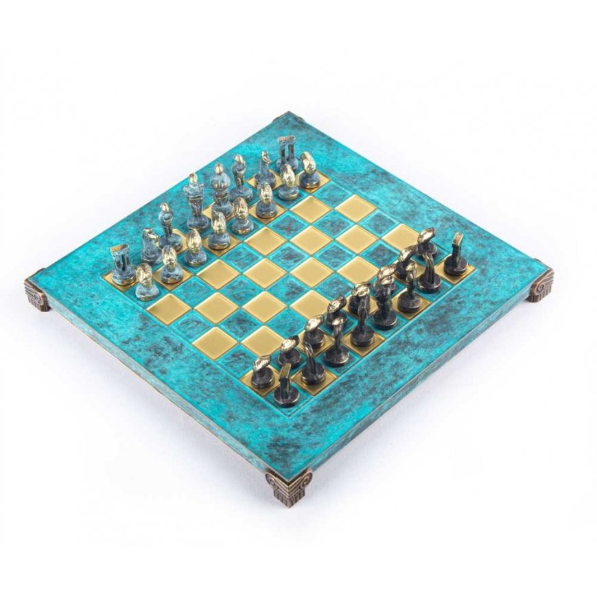 Manopoulos Cycladic Art Solid Brass Chess Set 28x28cm With Chess Pieces – 2