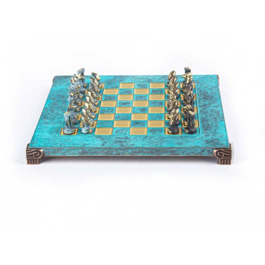Manopoulos Cycladic Art Solid Brass Chess Set 28x28cm With Chess Pieces – 4