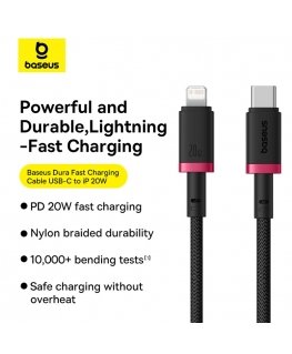 Baseus Dura Type C fast charging cable for iP 20 W 1 m Black, Red