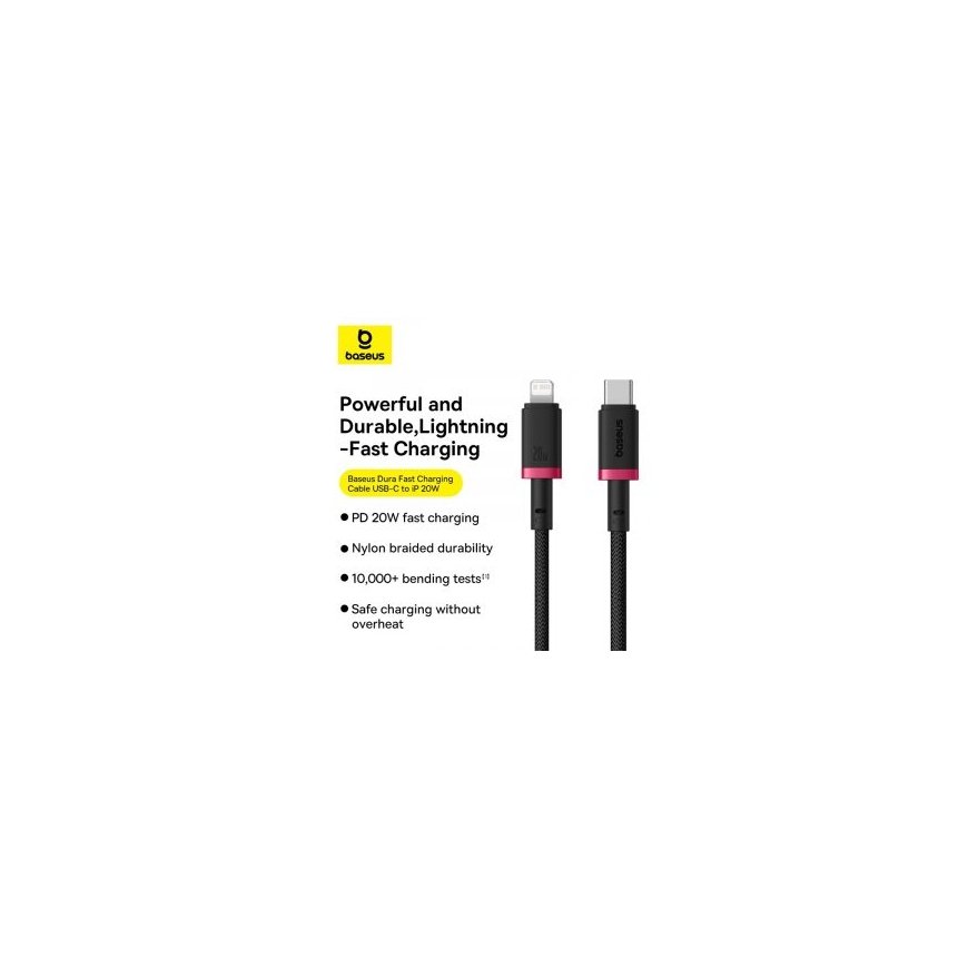 Baseus Dura Type C fast charging cable for iP 20 W 1 m Black, Red – 2