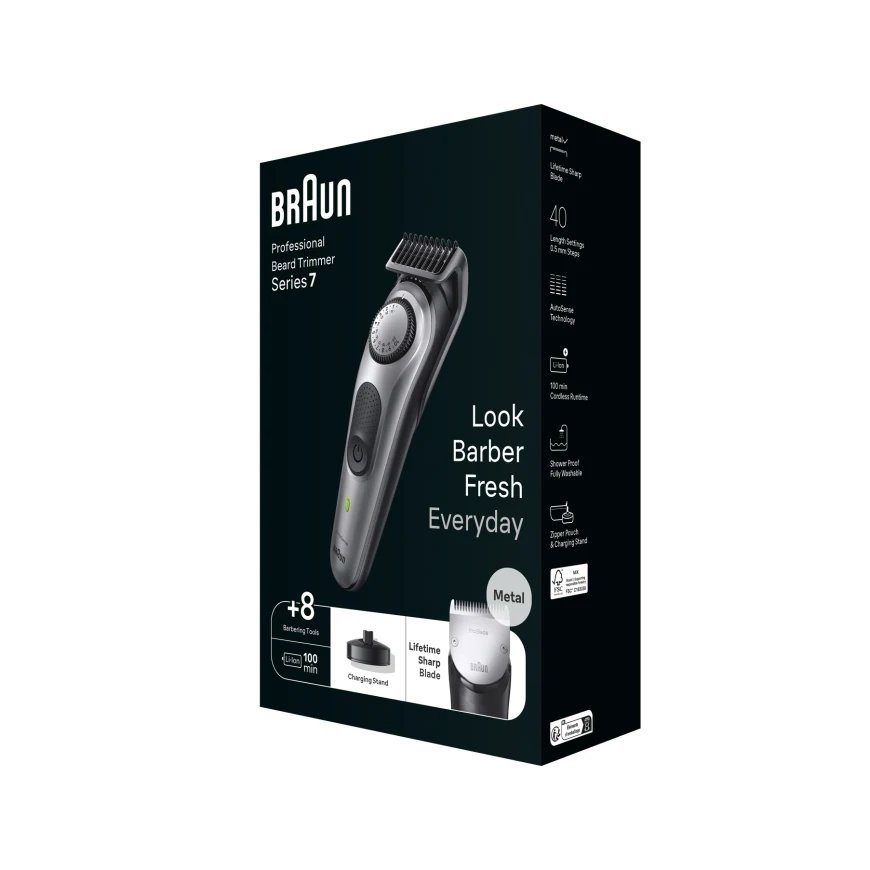 Braun BeardTrimmer 7 BT7420 partatrimmeri Akku 40 2 cm Hopea – 3