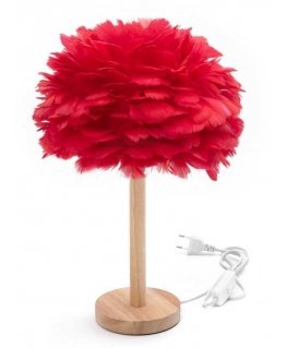Oem Table Lamp Bedside Feather Art Deco Red CBDPH