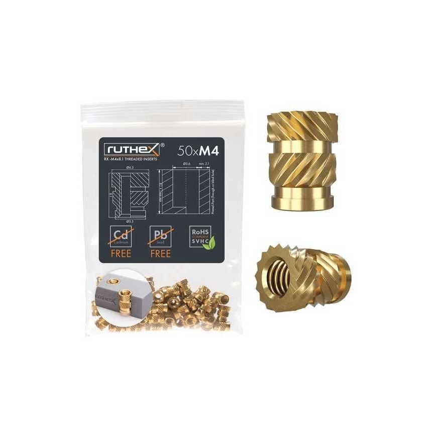 Ruthex M4 threaded insert – Rx-M4x8.1 - 50 pcs