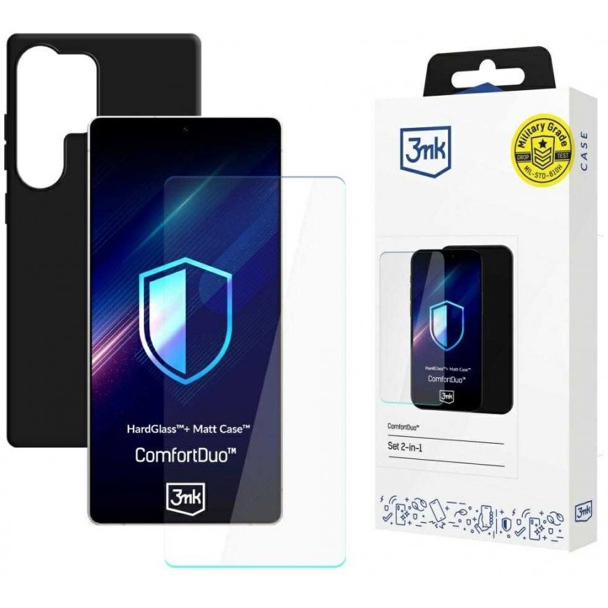 Setti 3MK ComfortDuo Matt Black Samsung Galaxy S25 Ultra musta/musta