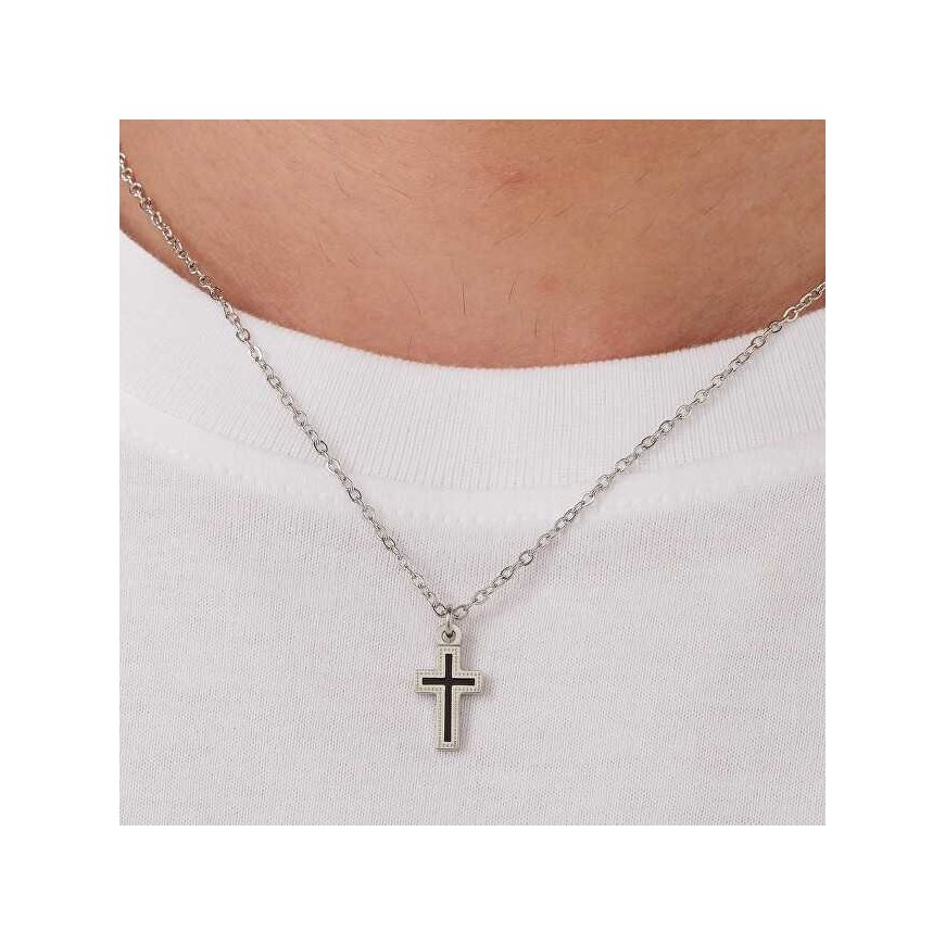 Sagapo Steel Men's Necklace with Charisma Cross SHS01 – 3