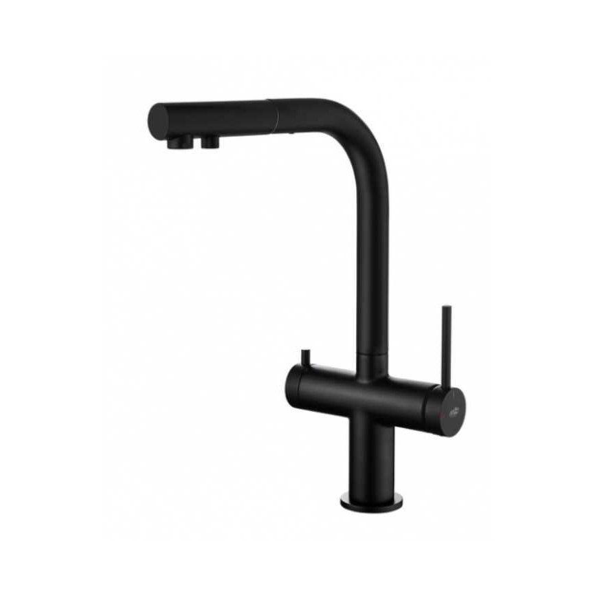 BlueWater Blue Water Delta kitchen faucet with filter connection and pull-out spout black matte