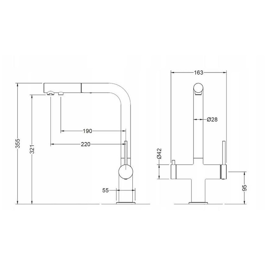 BlueWater Blue Water Delta kitchen faucet with filter connection and pull-out spout black matte – 2