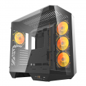 Darkflash DY470 tietokonekotelo (musta) + 4 tuuletinta + GPU-teline
