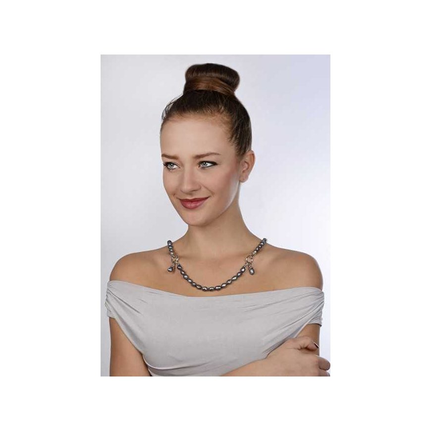 Jwl Luxury Pearls Vėrinys iš tikrų metalo mėlynų perlų JL0561 – 3