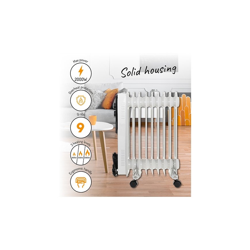 Adler AD 7816 telpu sildītājs Ārējie Balts 2000 W Elektriskais eļļas sildītājs – 5