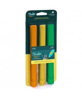 3Doodler Start 3DS-ECO-MIX2-75 3D printēšanas materiāls Plastmasaˌ kas sadalās kompostā Zaļš, Oranžs, Dzeltens 1 g