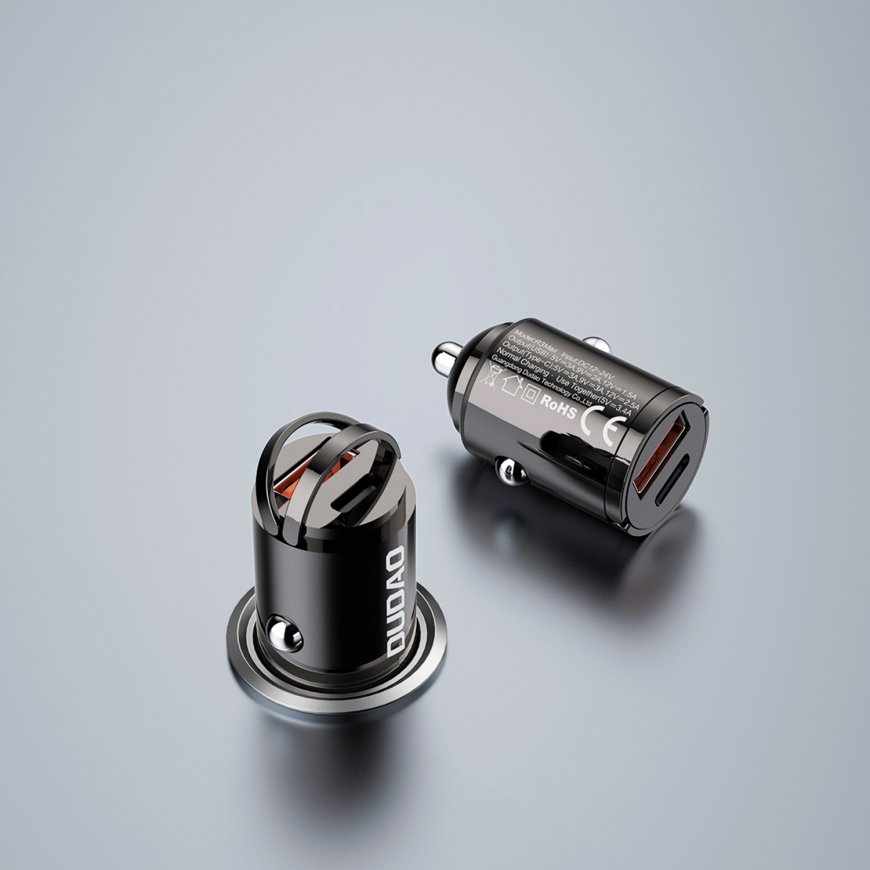 DUDAO R3MAX USB+ USB-C 48W Car Charger Универсальная Серый Прикуриватель Быстрая зарядка Авто – 3