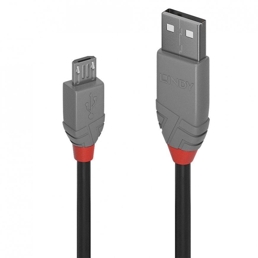 Lindy 36733 USB kabelis USB 2.0 2 m USB A Micro-USB B Juoda, Pilka