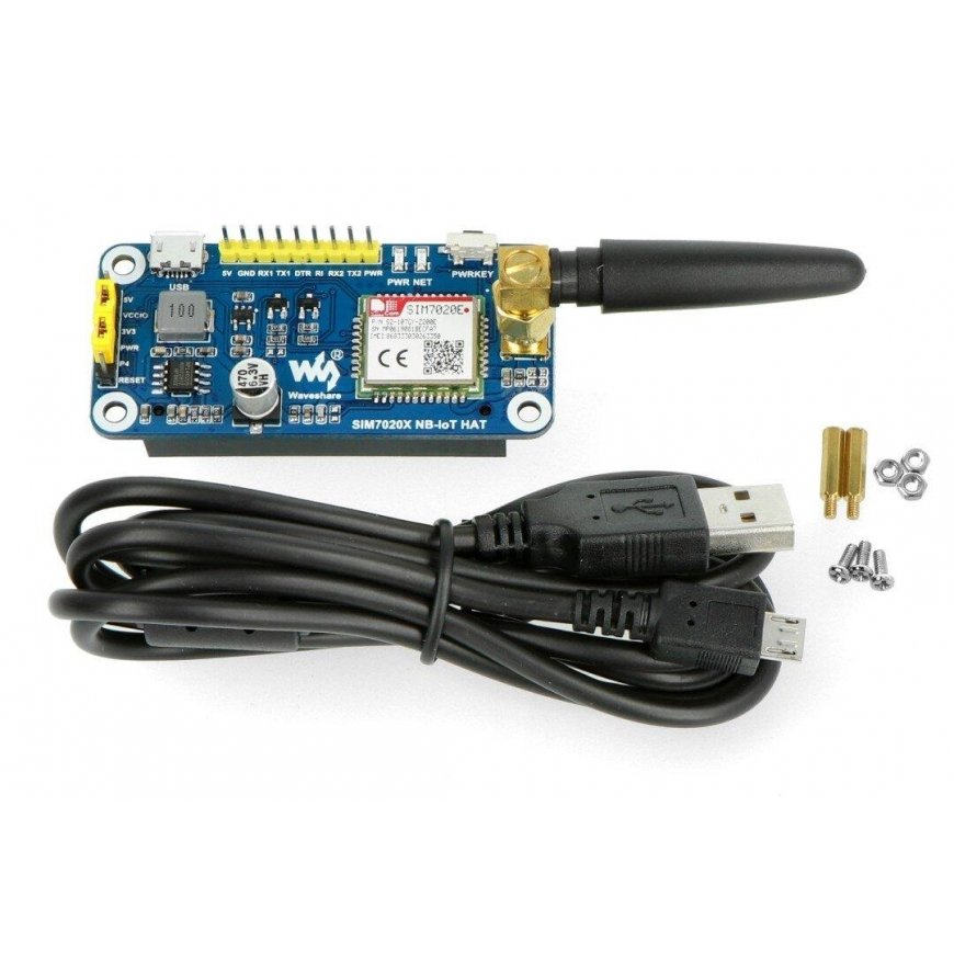 NB-IoT HAT, GSM SIM7020E, Raspberry Pi 4B/3B+/3B/2B/Zero priedėlis, Waveshare 15936 – 3