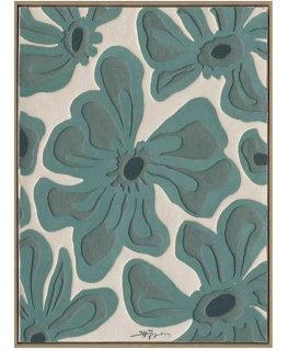 Frame Painting with frame 60x80cm, green flowers
