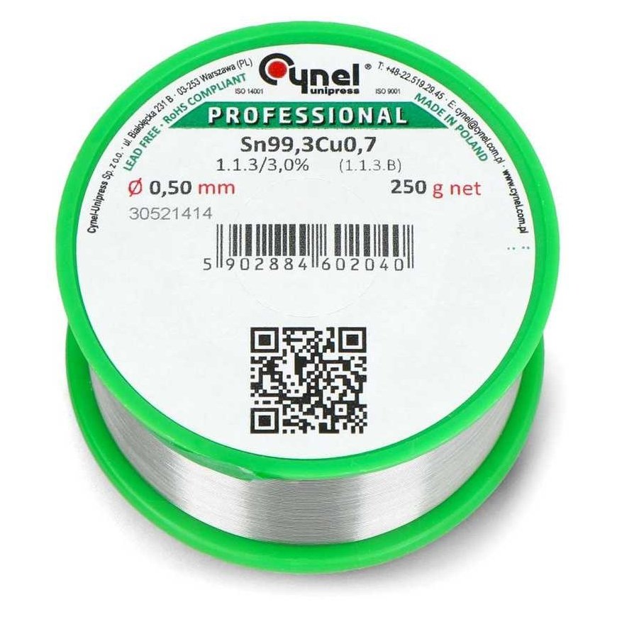 Solder Cynel LC99.3 250g/0.5mm - lead-free