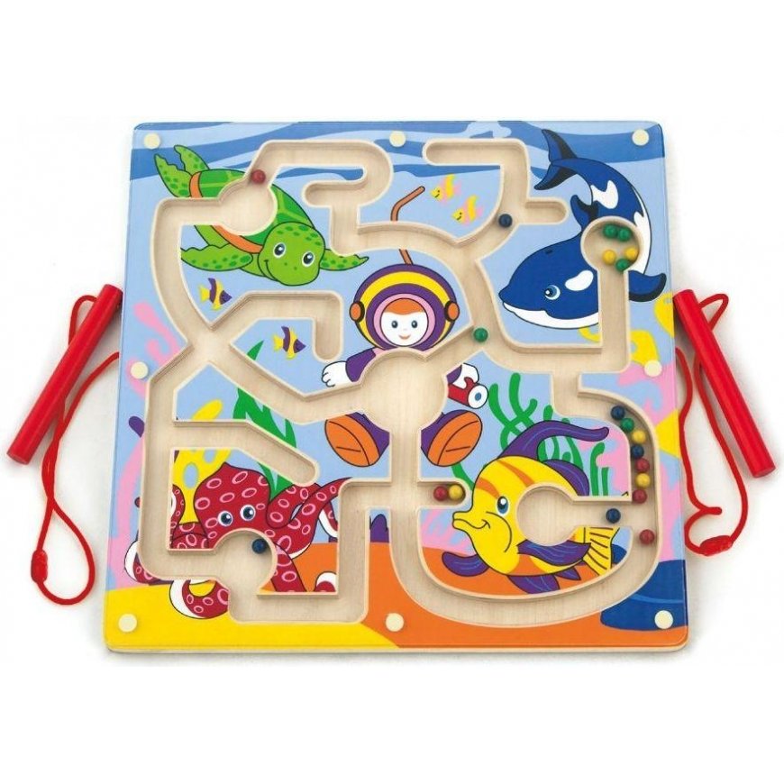 Wooden magnetic game maze - Diving track Viga – 2