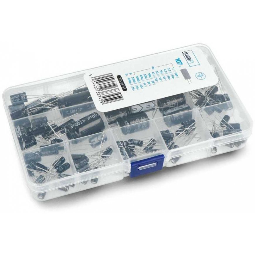 THT elektrolitinių kondensatorių rinkinys justPi - 107 vnt
