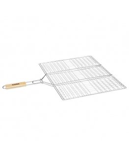 Stainless steel grill grate, wooden handle